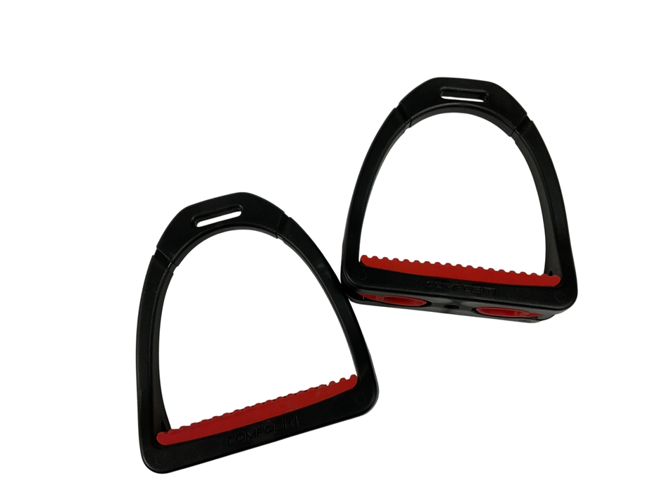 Compositi Stirrup Irons, 4.75” BLK/RED