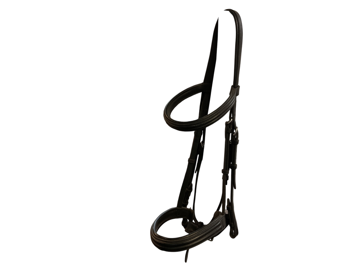 Vespucci Double Raised Snaffle Bridle, FS Black
