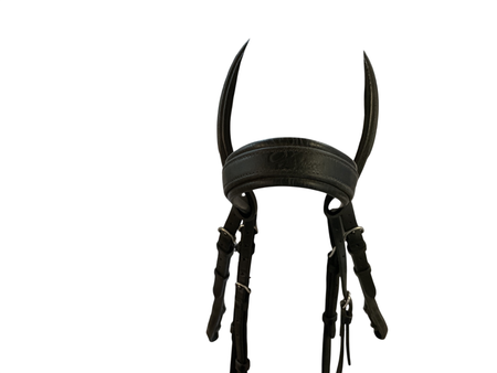 Vespucci Double Raised Snaffle Bridle, FS Black