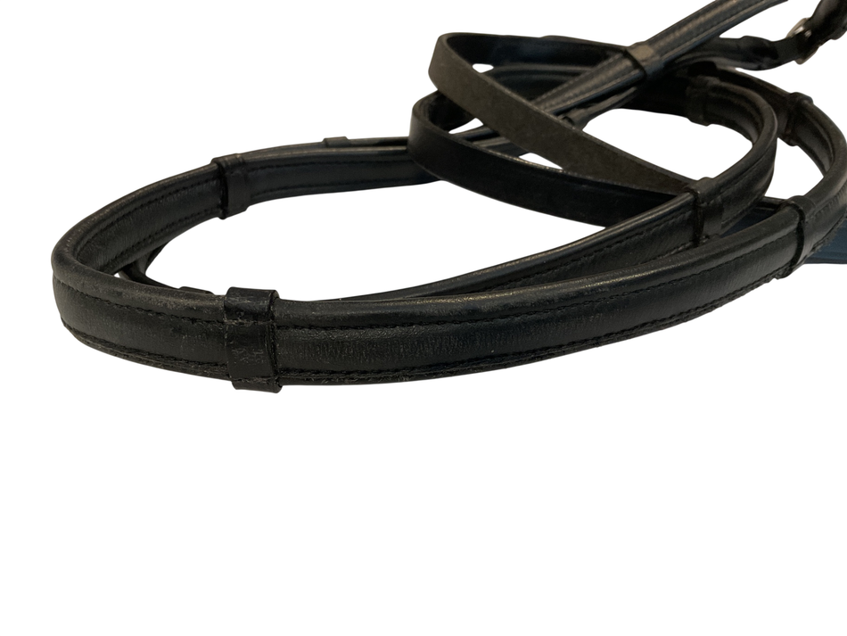 Leather Wrapped Handstop Reins 56” Black