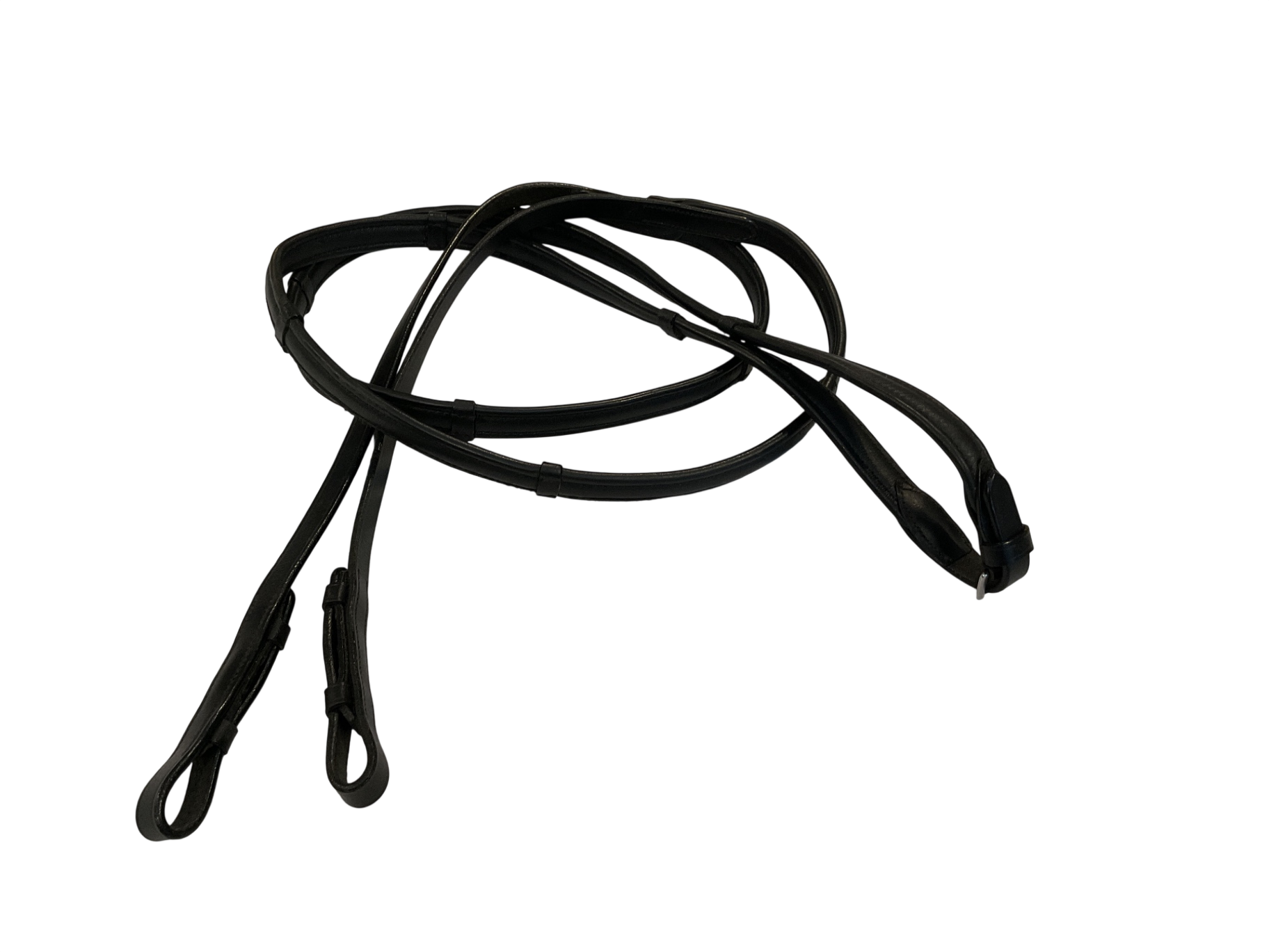 Leather Wrapped Handstop Reins 56” Black