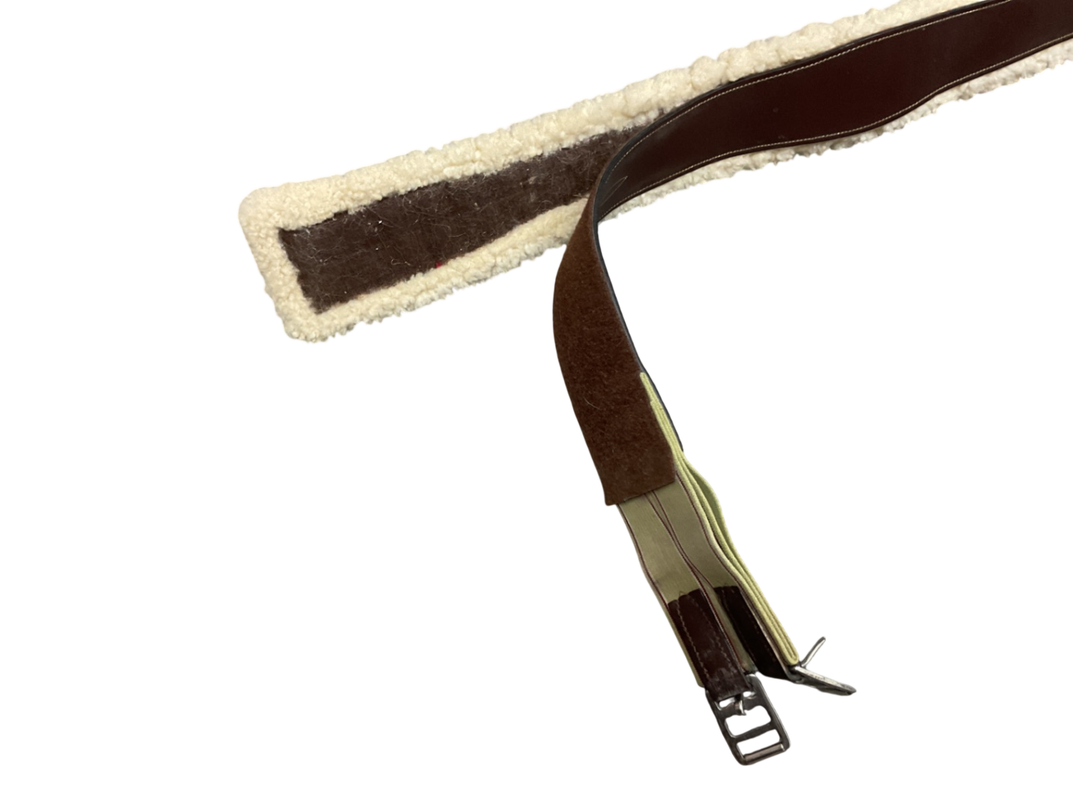 English Long Girth with Hook and Loop Fleece Back 50 Brown