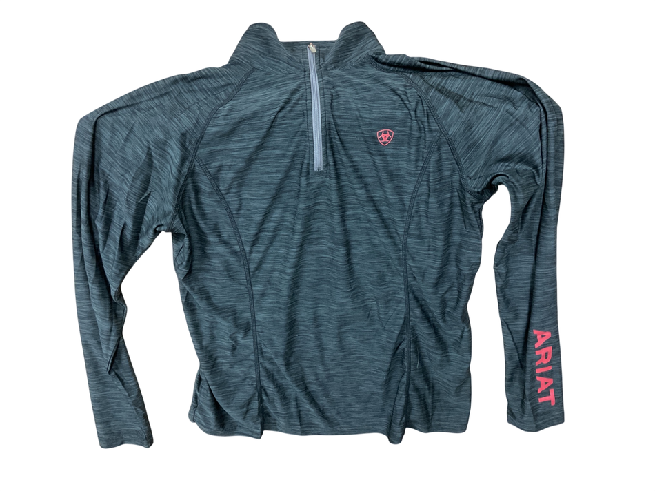 Ariat Ariatek Quarter Zip Top Large Dark Gray with Red accents