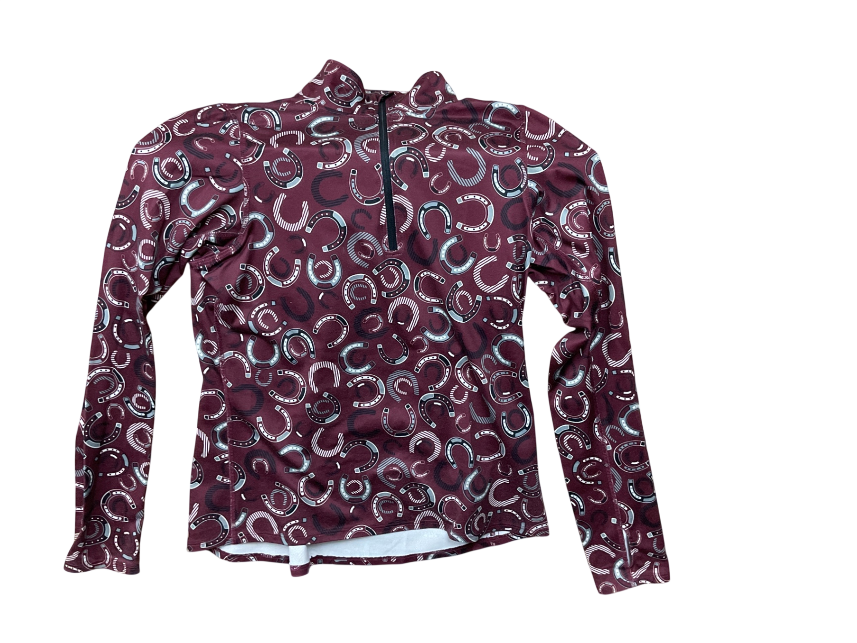 Kerrits Horseshoe Pattern Quarter Zip Top Medium Maroon