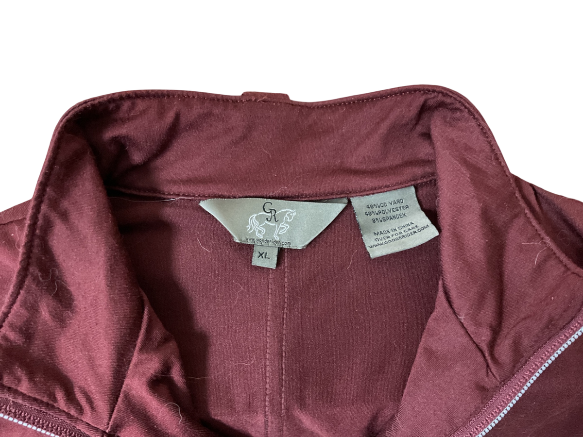 Goode Rider Quarter Zip Top Extra Large Maroon/Gray