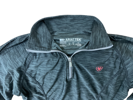 Ariat Ariatek Quarter Zip Top Large Dark Gray with Red accents