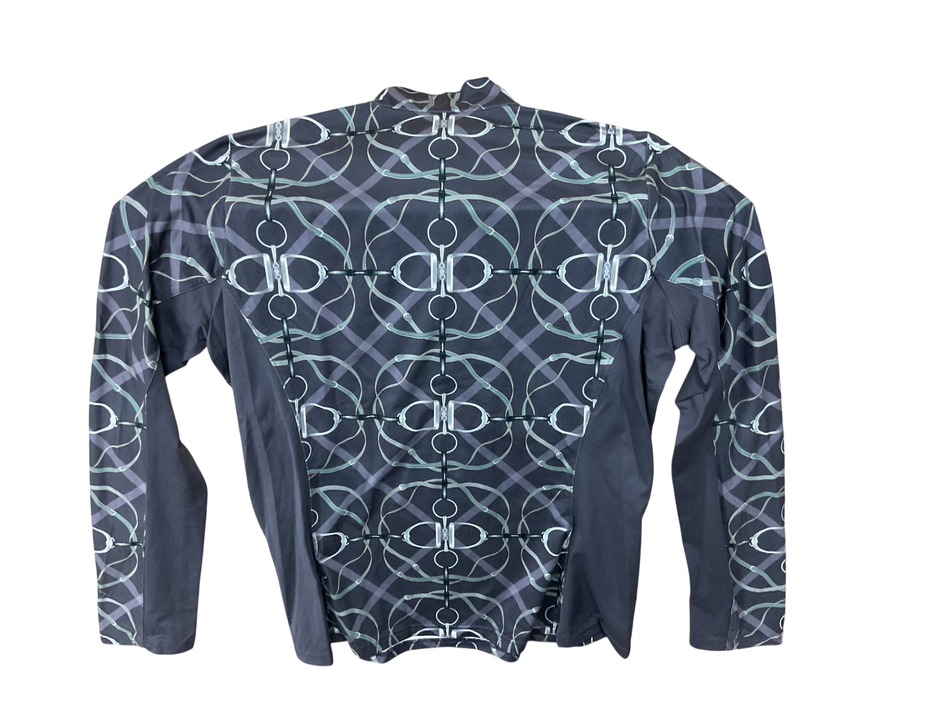 Arista Brio Tek Stirrup & Bit Pattern Quarter Zip Top Large Purple, Gray, Sage
