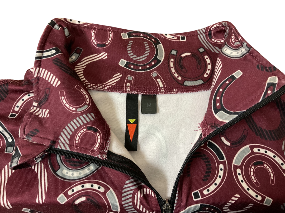 Kerrits Horseshoe Pattern Quarter Zip Top Medium Maroon