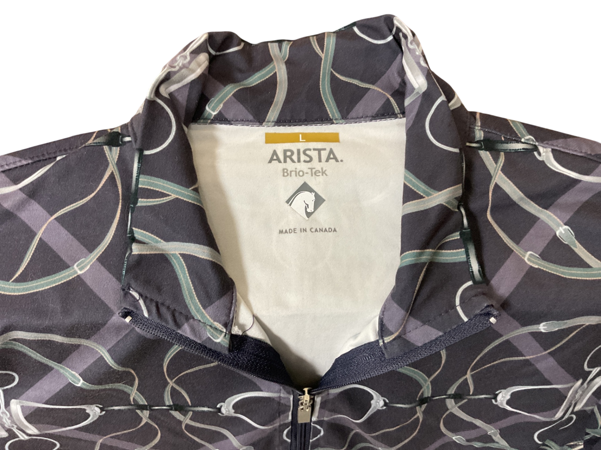 Arista Brio Tek Stirrup & Bit Pattern Quarter Zip Top Large Purple, Gray, Sage