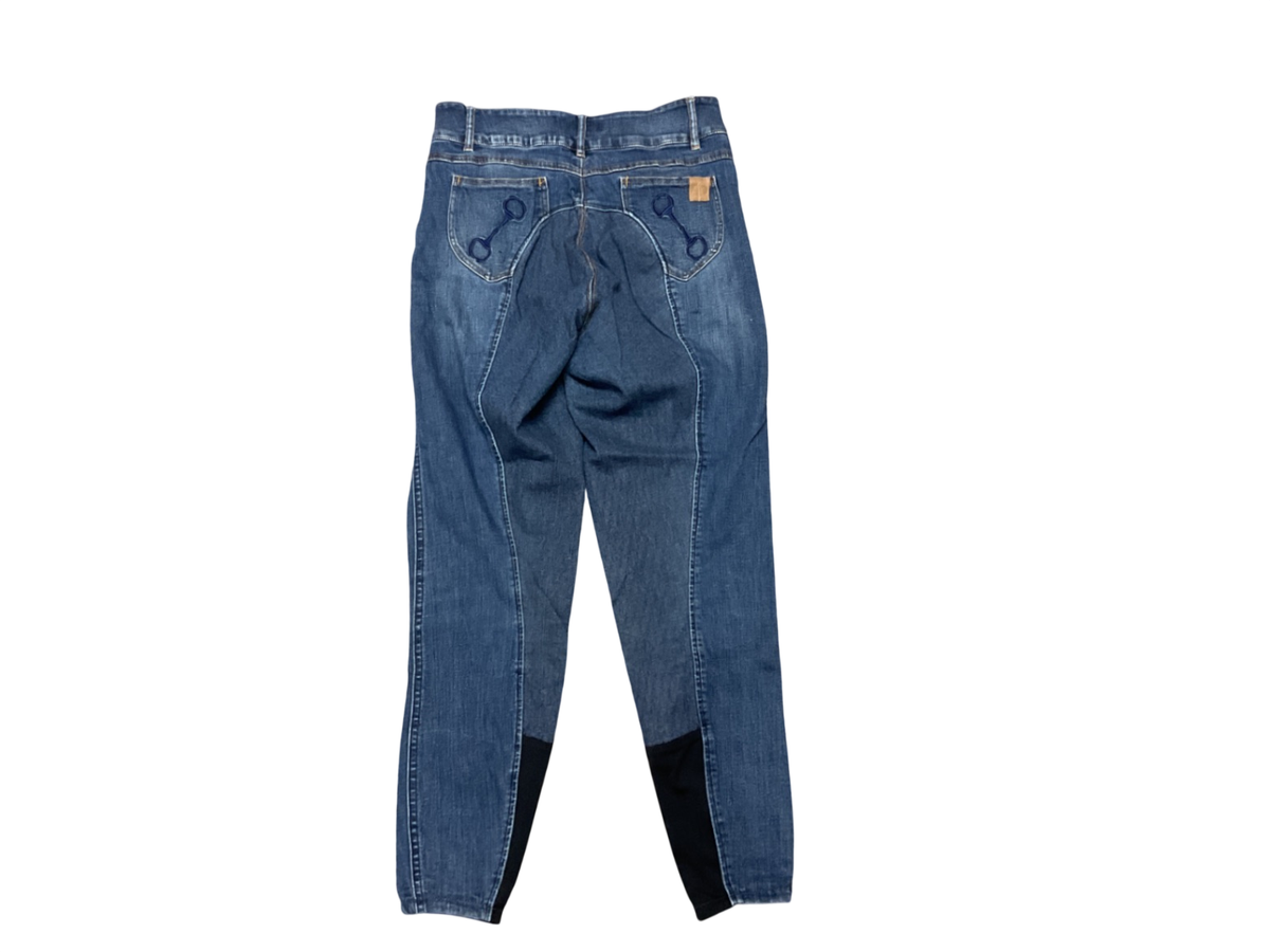 Horze Silicone Full Seat High Waist Denim Breech 28” Blue