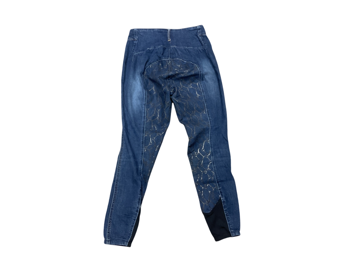 Horze High Waist Silicone Full Seat Denim Breech 28 Blue