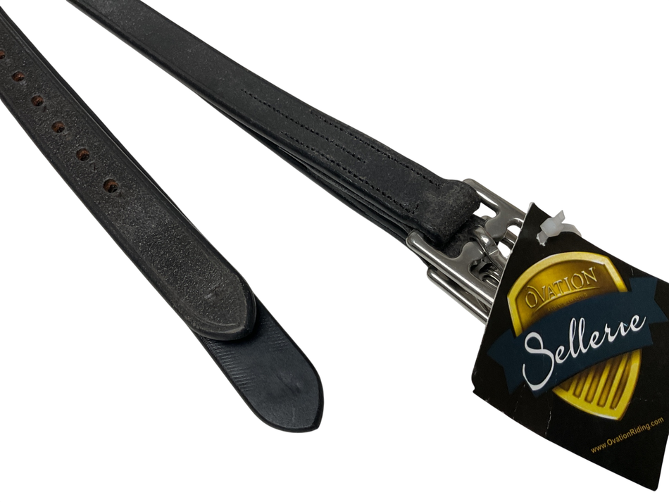 Ovation Solid Leather Stirrup Leathers 57 Black
