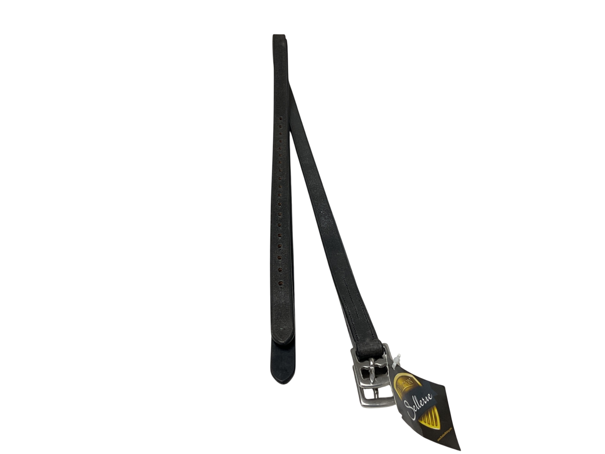Ovation Solid Leather Stirrup Leathers 57 Black
