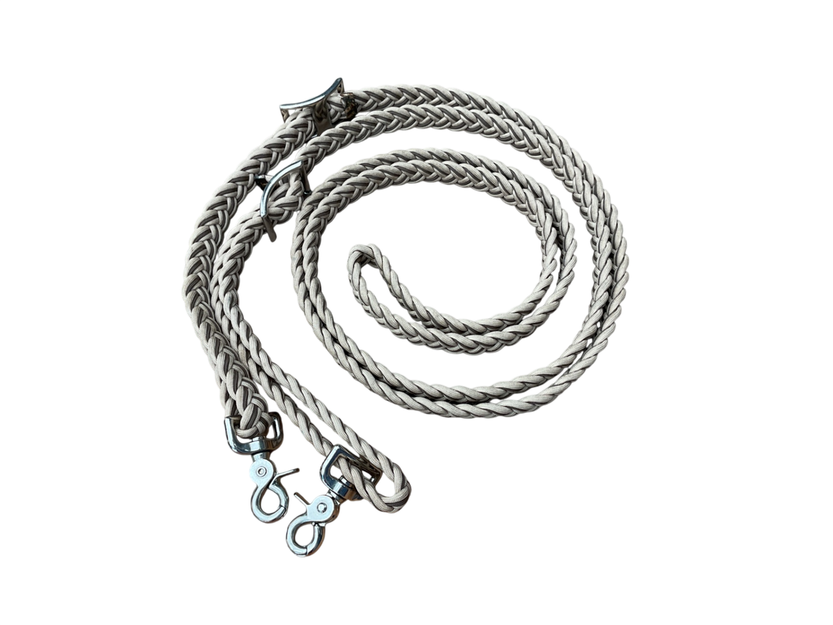 Braided Nylon Reins, Beige and brown