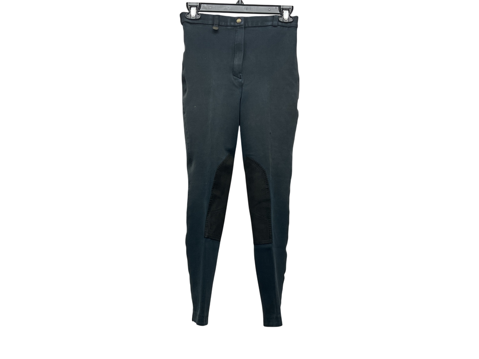 On Course Cotton Naturals Knee Patch Breeches 26 Dk Blue/Black
