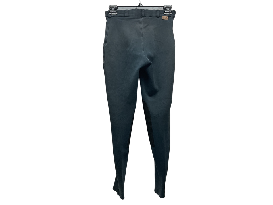 On Course Cotton Naturals Knee Patch Breeches 26 Dk Blue/Black