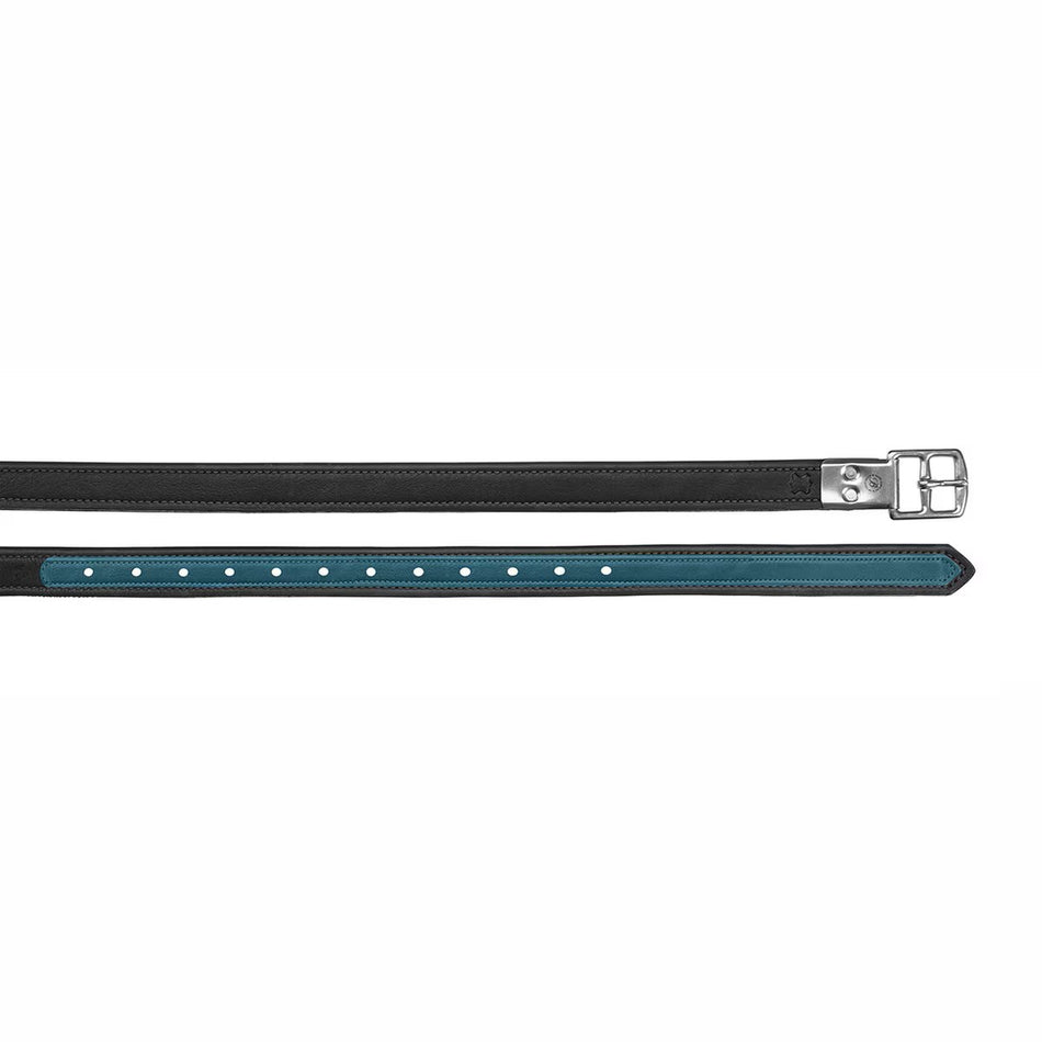 Bates Stirrup Leathers Luxe BLACK/AQUA