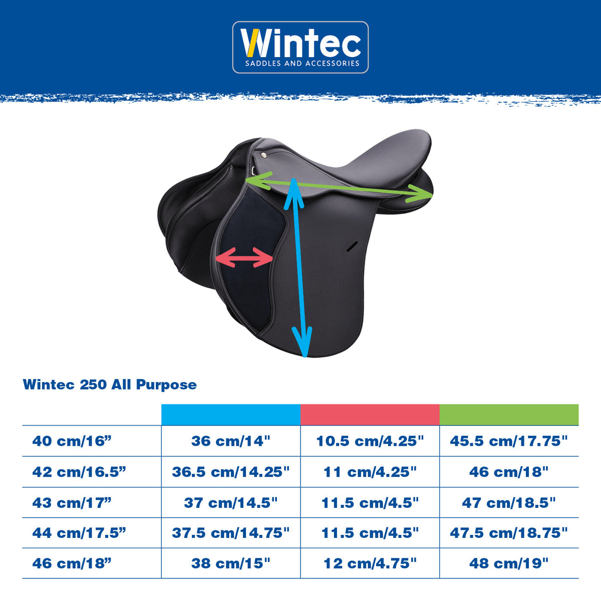 Wintec 250 All Purpose Flock saddle showing comfortable seat design and quality construction