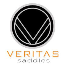 Veritas saddles logo with orange and black color.