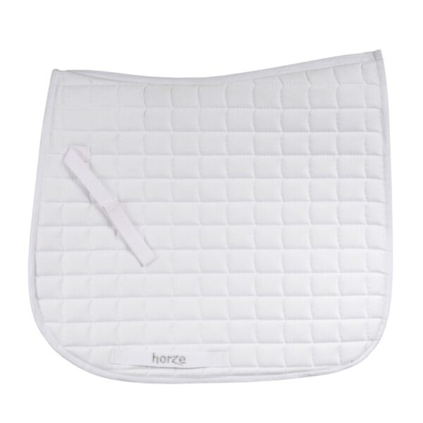 A white saddle pad with a white trim.