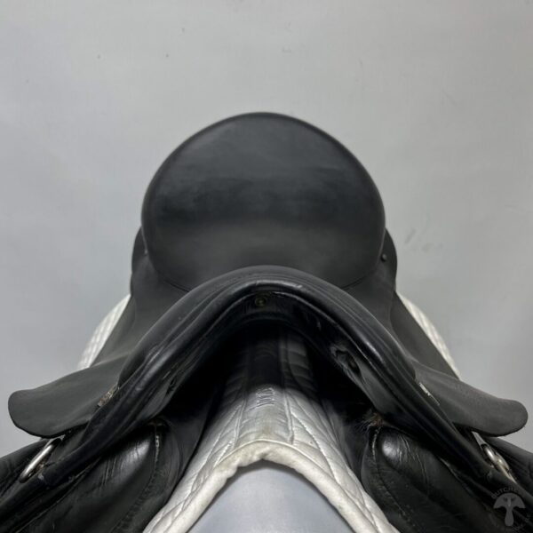 A close up of the back end of a horse 's saddle.