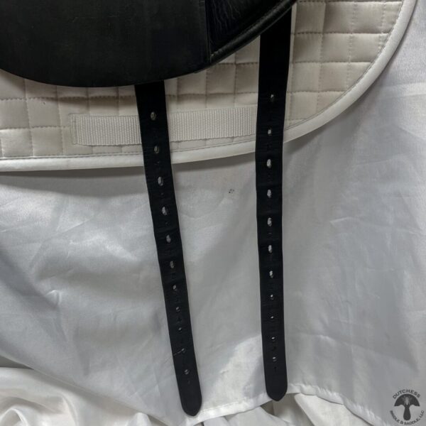 A close up of the straps on a horse saddle