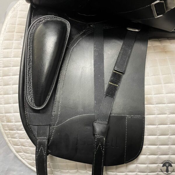 A close up of the seat and back of a horse.