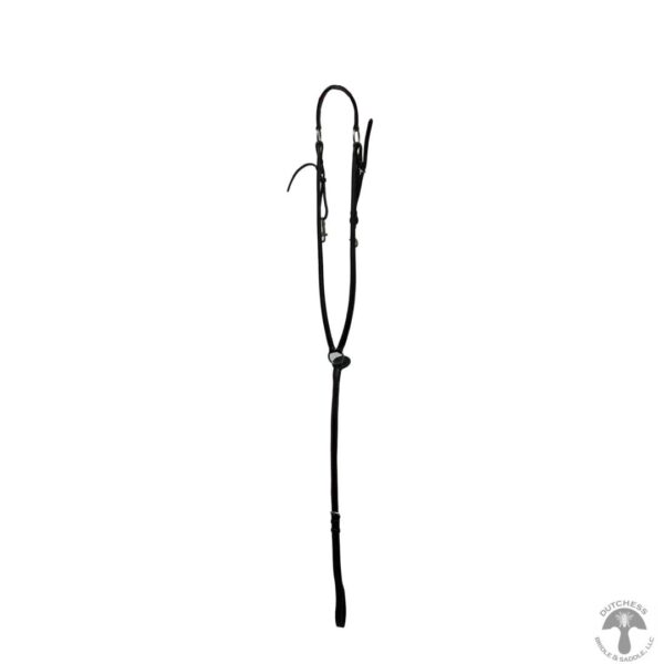 A black whip with two hooks hanging from it.