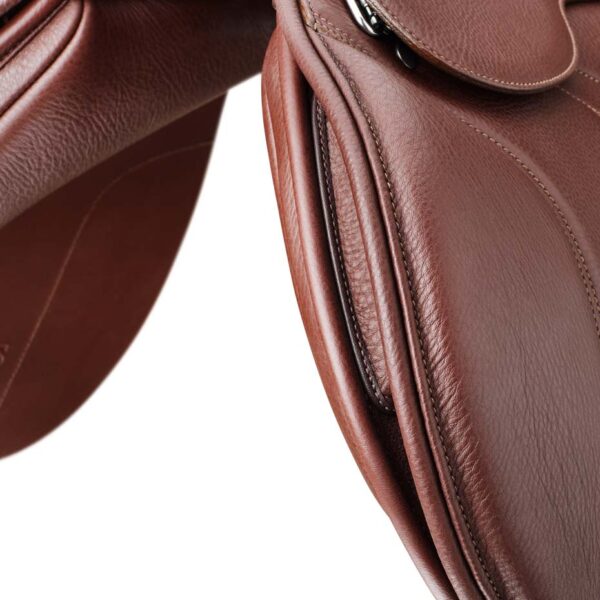 A close up of the inside of a saddle