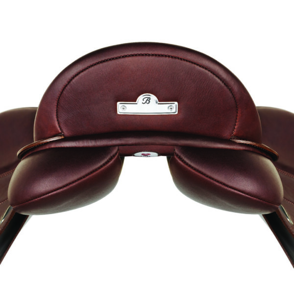 A close up of the back end of a saddle.