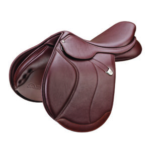 A close up of the saddle on a horse