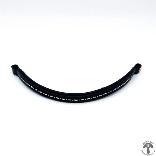 A black curved strip of plastic with white dots.