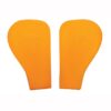 A pair of orange foot pads for shoes.