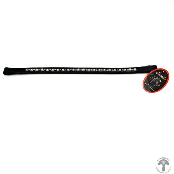 A black strap with white dots on it.