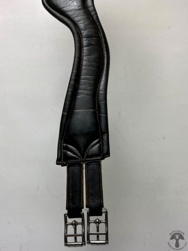 A black leather strap with metal clasps.