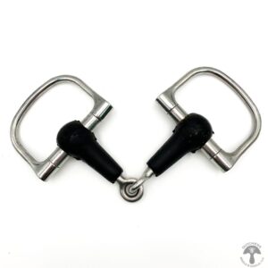 A pair of metal handles with black rubber grips.