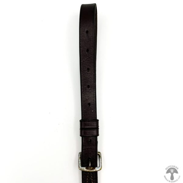 A black leather belt with a silver buckle.