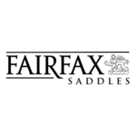 A black and white logo of fairfax saddles.