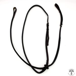 A black cord is tied to the end of a pair of glasses.