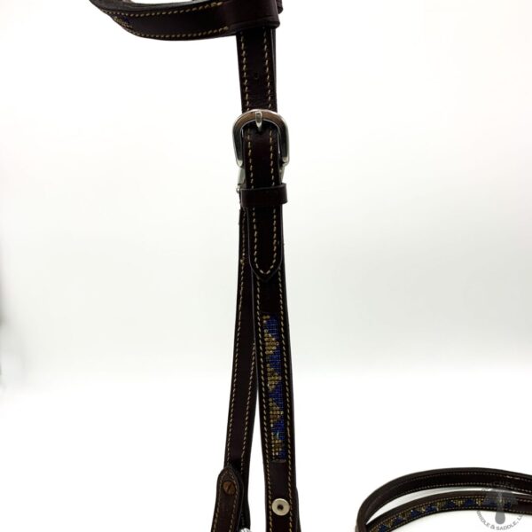 A close up of the strap on a horse