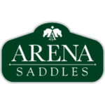 A green sign that says arena saddles.