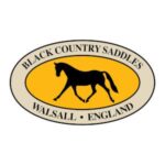 A black country saddles logo with a horse.