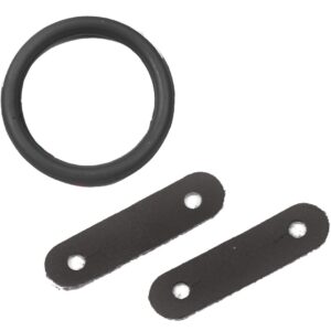 A black rubber ring and two metal plates.