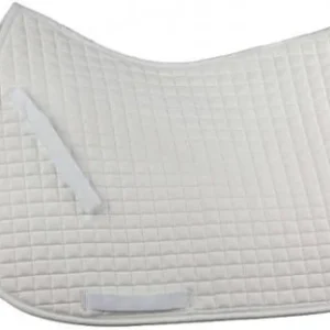 A white saddle pad with a white trim.