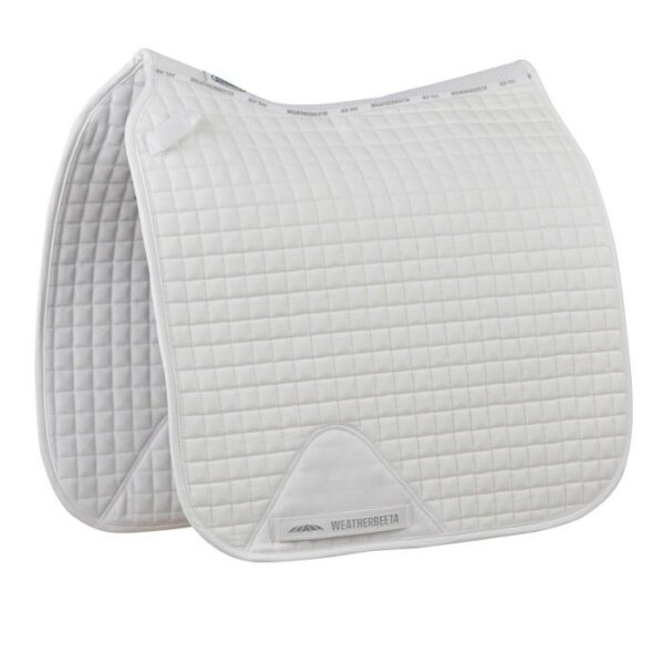 A white saddle pad with a white background